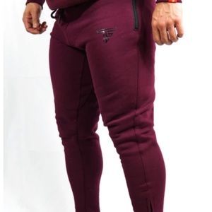 TINO Fit Wear burgundy bodybuilding zip ankle jogger sweatpants men’s medium